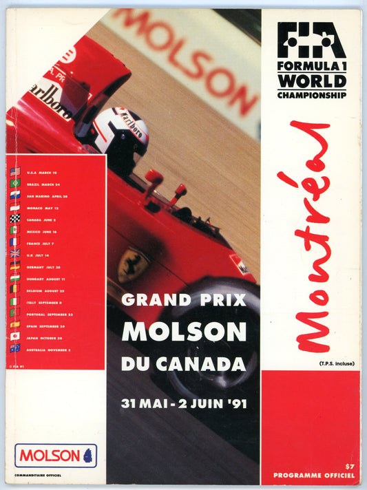Formula 1 World Championship Vintage Official Racing Program (May 31-June 2, 1991) Grand Prix Molson du Canada Montreal