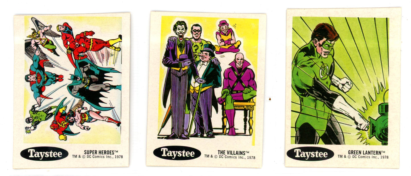 1978 DC Comics Taystee Bread Sticker Cards Complete Set (30 Cards)