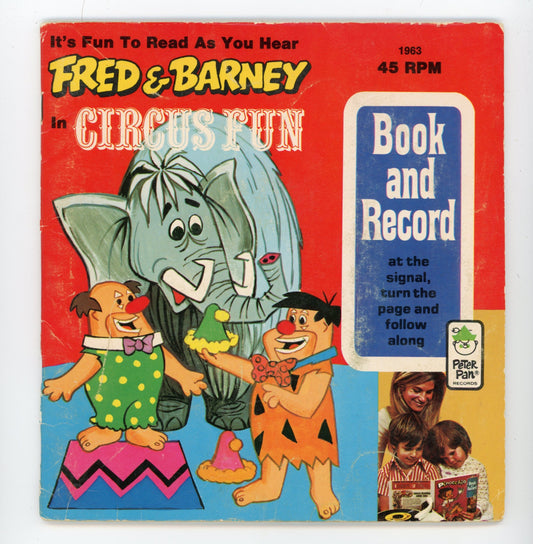 1963 Peter Pan Records Fred & Barney in Circus Fun 45RPM 7" Vintage Vinyl Record and Book