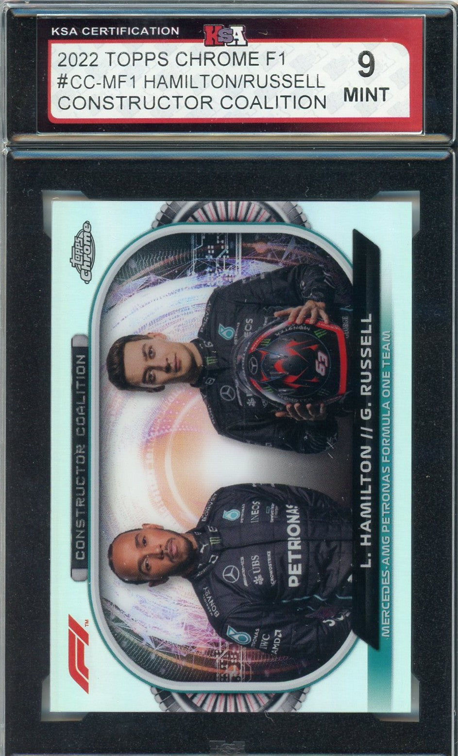 2022 Topps Chrome F1 Hamilton / Russell Constructor Coalition Graded Card KSA 9