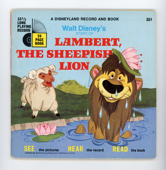 1970 Disneyland Vista Records Walt Disney's Story of Lambert Sheepish Lion 33RPM 7" Vintage Vinyl Record & Book