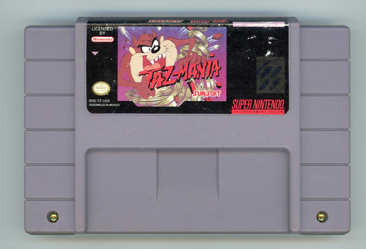 1992 Taz-Mania SNES Video Game Cartridge