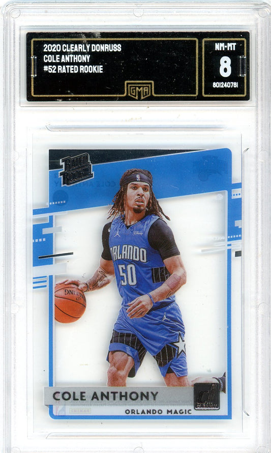 2020 Clearly Donruss Cole Anthony Graded Rookie Card #52 GMA 8