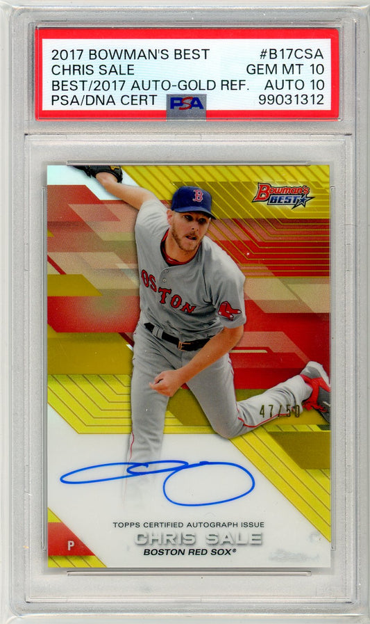 2017 Bowman's Best Chris Sale #B17CSA Graded Autograph Card /50 PSA 10 / 10 Auto POP 1