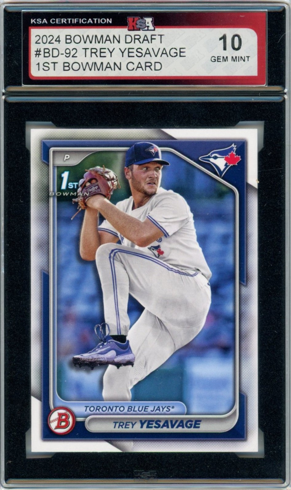 2024 1st Bowman Draft Trey Yesavage Graded Rookie Card #BD-92 KSA 10