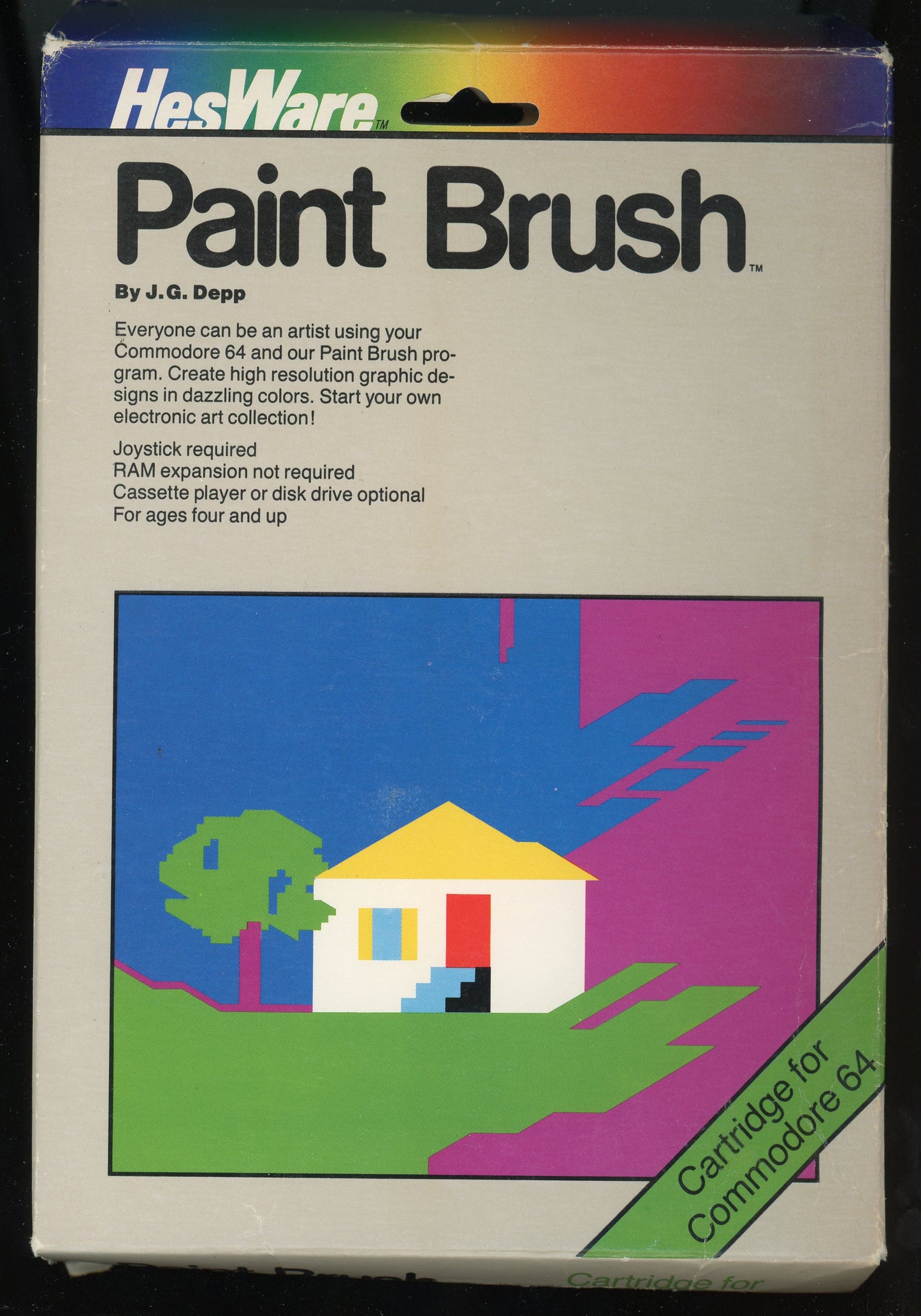 Paint Brush Commodore 64 Video Game Cartridge and Box Only