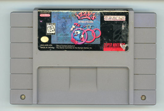 1995 Izzy's Quest for the Olympic Rings SNES Video Game Cartridge