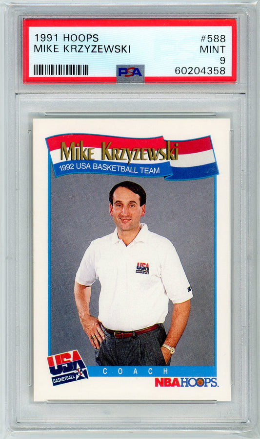 1991 NBA Hoops Mike Krzyzewski #588 Graded Coach Basketball Card PSA 9