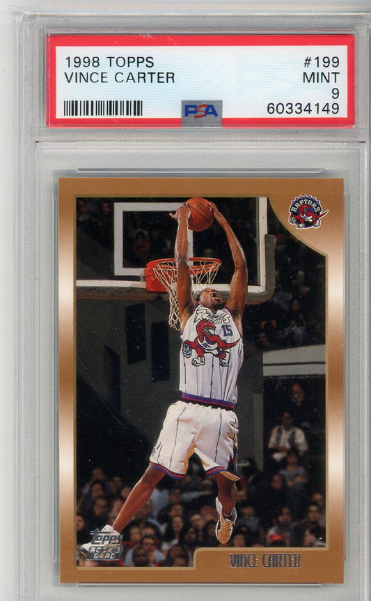 1998 Topps Vince Carter #199 Graded Rookie Card PSA 9
