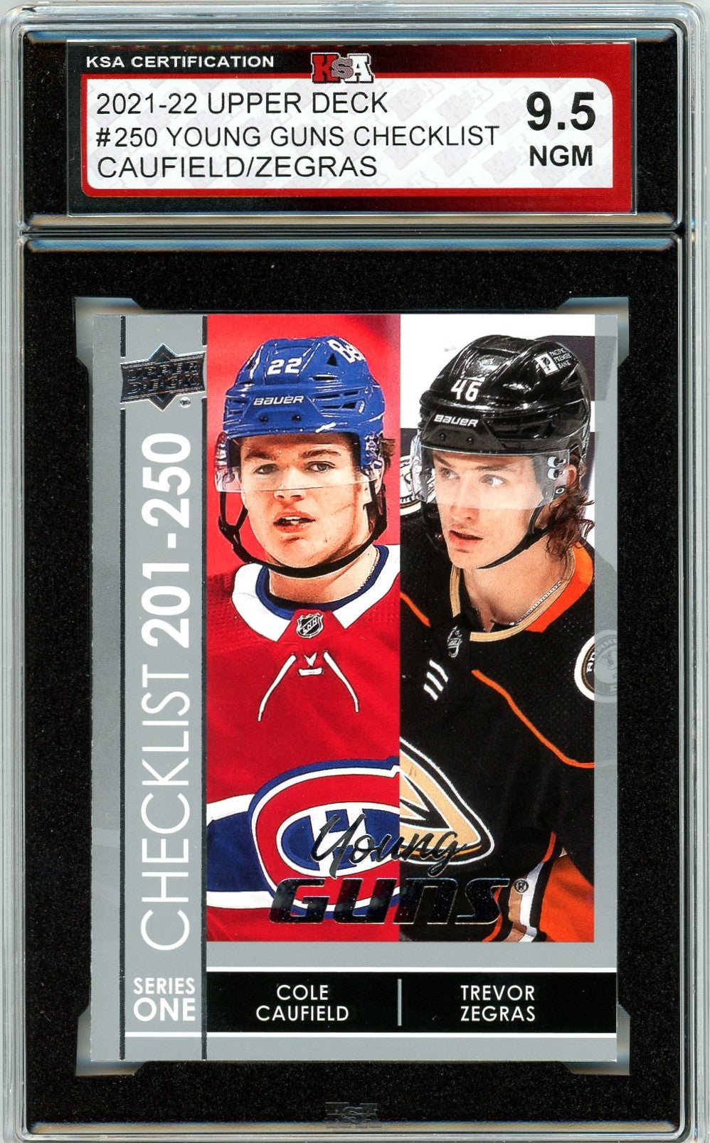 2021/22 Upper Deck Young Guns Checklist Caufield / Zegras Graded Rookie Card #250 KSA 9.5