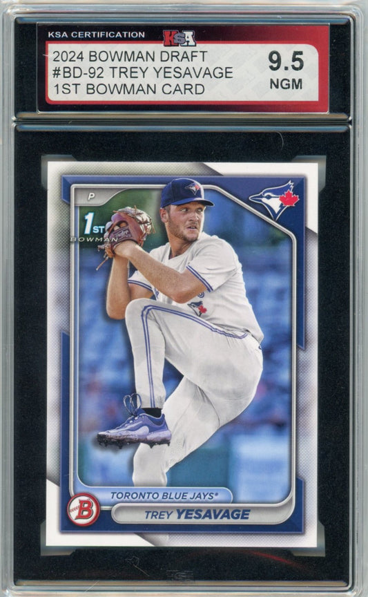 2024 1st Bowman Draft Trey Yesavage Graded Rookie Card #BD-92 KSA 9.5