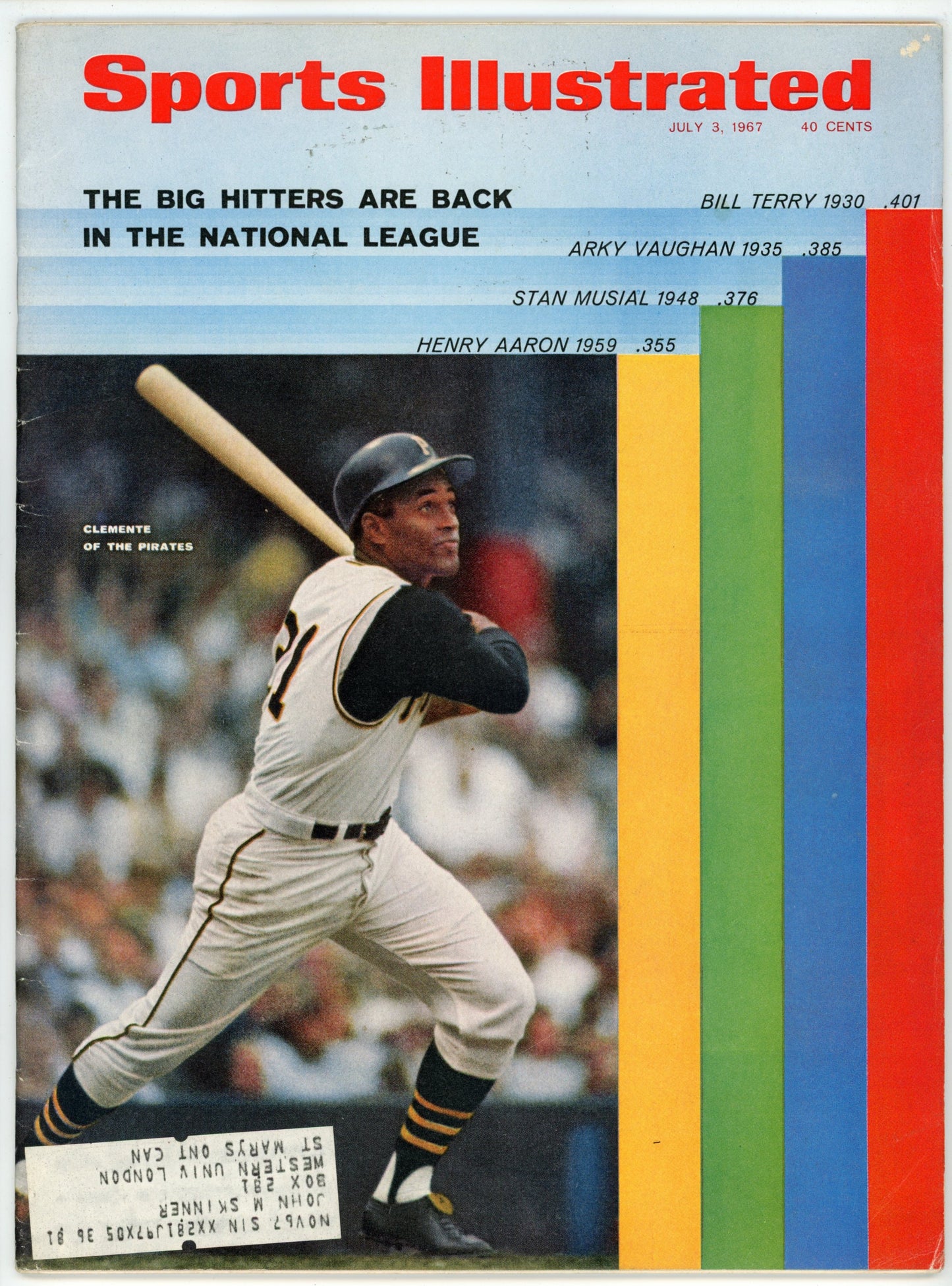 Sports Illustrated Vintage Magazine (July 1967) Roberto Clemente Cover