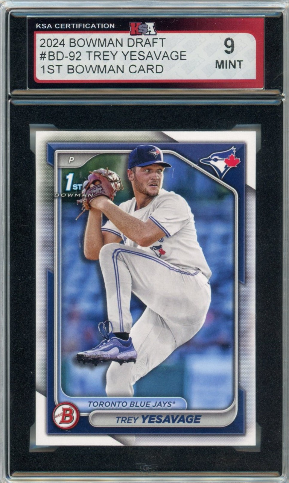 2024 1st Bowman Draft Trey Yesavage Graded Rookie Card #BD-92 KSA 9