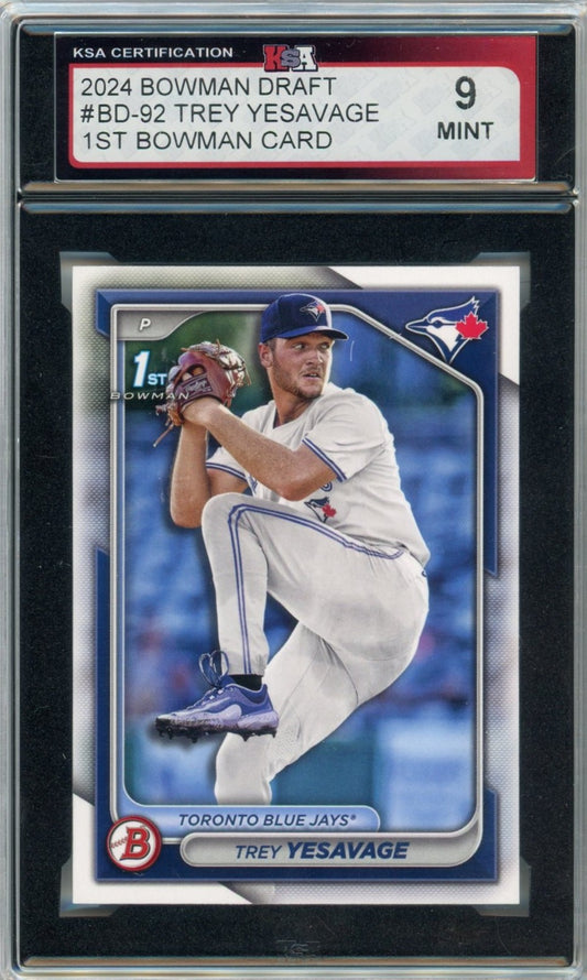 2024 1st Bowman Draft Trey Yesavage Graded Rookie Card #BD-92 KSA 9