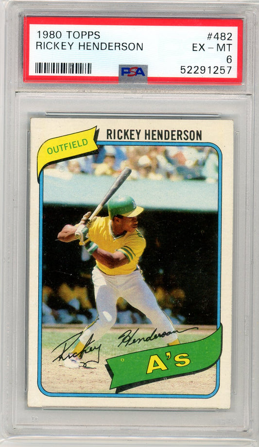 1980 Topps Rickey Henderson #482 Graded Rookie Card PSA 6