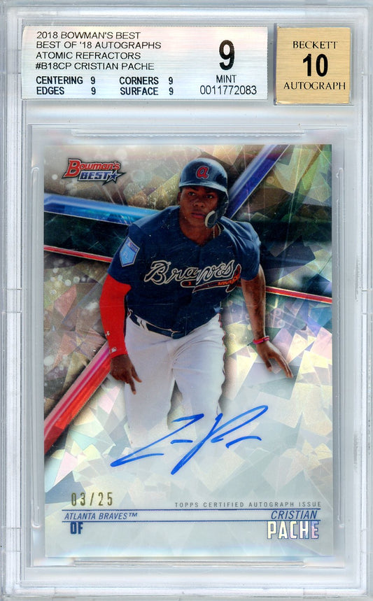 2018 Bowman's Best Autographs Cristian Pache Graded Baseball Card BGS 9