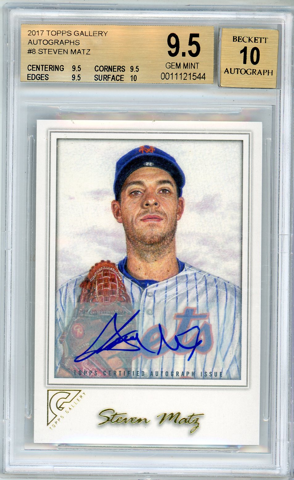 2017 Topps Gallery Autographs Steven Matz Graded Baseball Card BGS 9.5