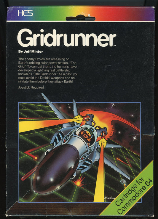 Gridrunner Commodore 64 Video Game Cartridge Plus Box, Manual