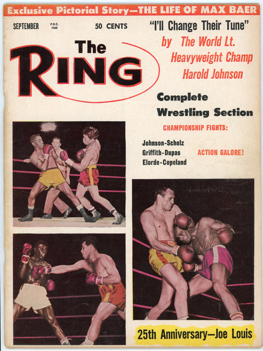 The Ring Vintage Boxing Magazine (September 1962) Harold Johnson vs. Gustav Sholz Cover