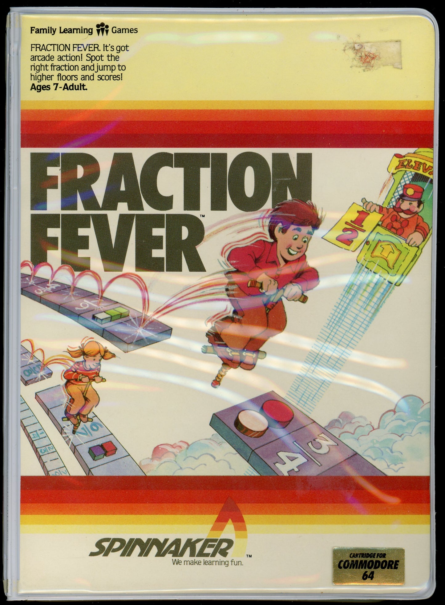 Spinnaker Fraction Fever Commodore 64 Video Game Cartridge Plus Box, Manual