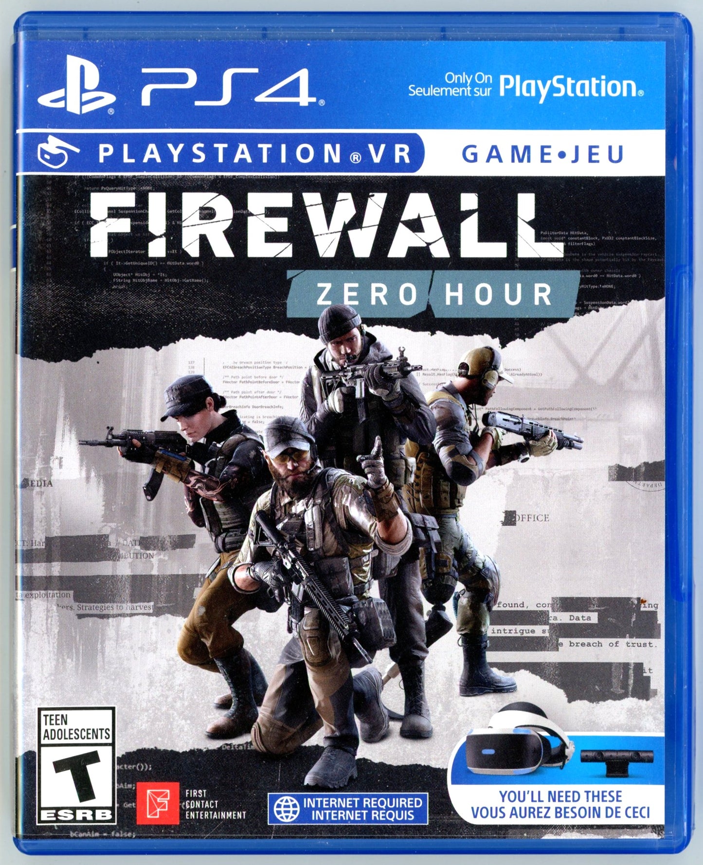 2018 First Contact Firewall: Zero Hour Playstation 4 VR Video Game Disc In Box