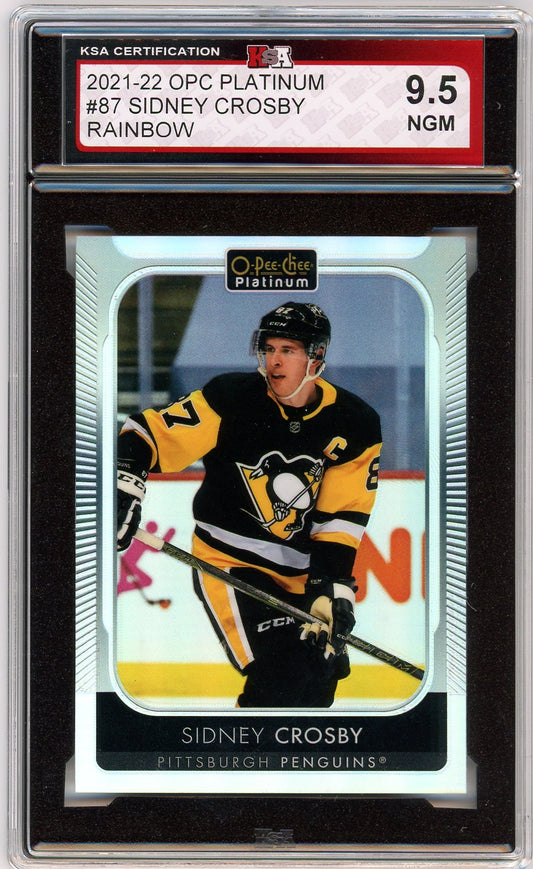 2021/22 OPC O-Pee-Chee Platinum Sidney Crosby Rainbow Graded Rookie Card #87 KSA 9.5
