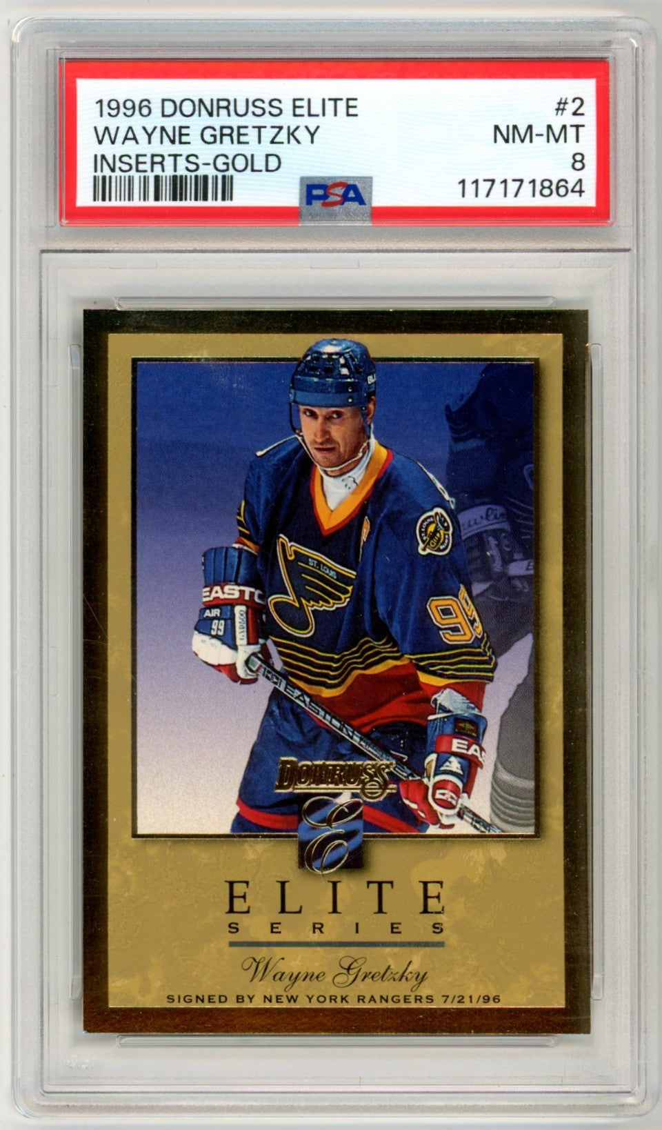 1996 Donruss Elite Wayne Gretzky Gold Insert #2 Graded Hockey Card PSA 8