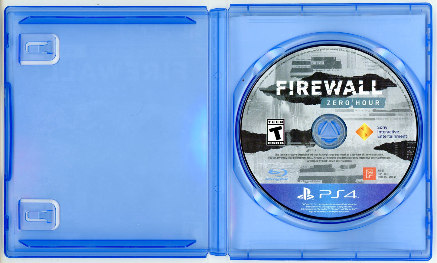 2018 First Contact Firewall: Zero Hour Playstation 4 VR Video Game Disc In Box