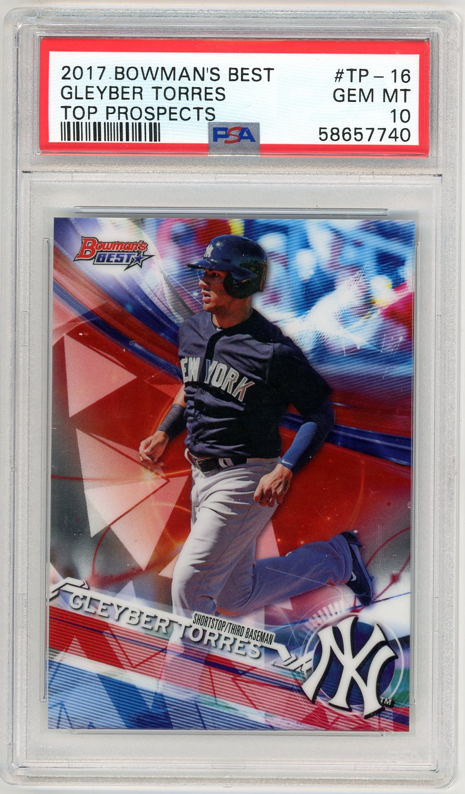 2017 Bowman's Best Gleyber Torres Graded Card PSA 10