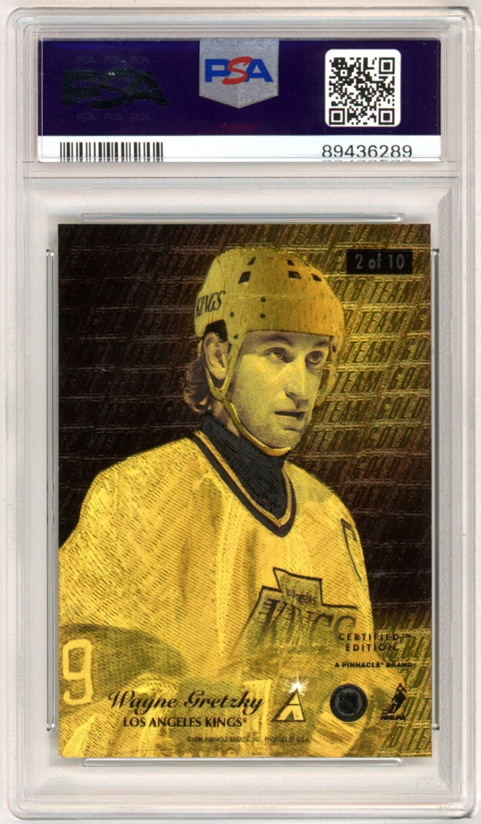 1995 Pinnacle Select Certified Wayne Gretzky Gold Team #2 Graded Hockey Card PSA 8