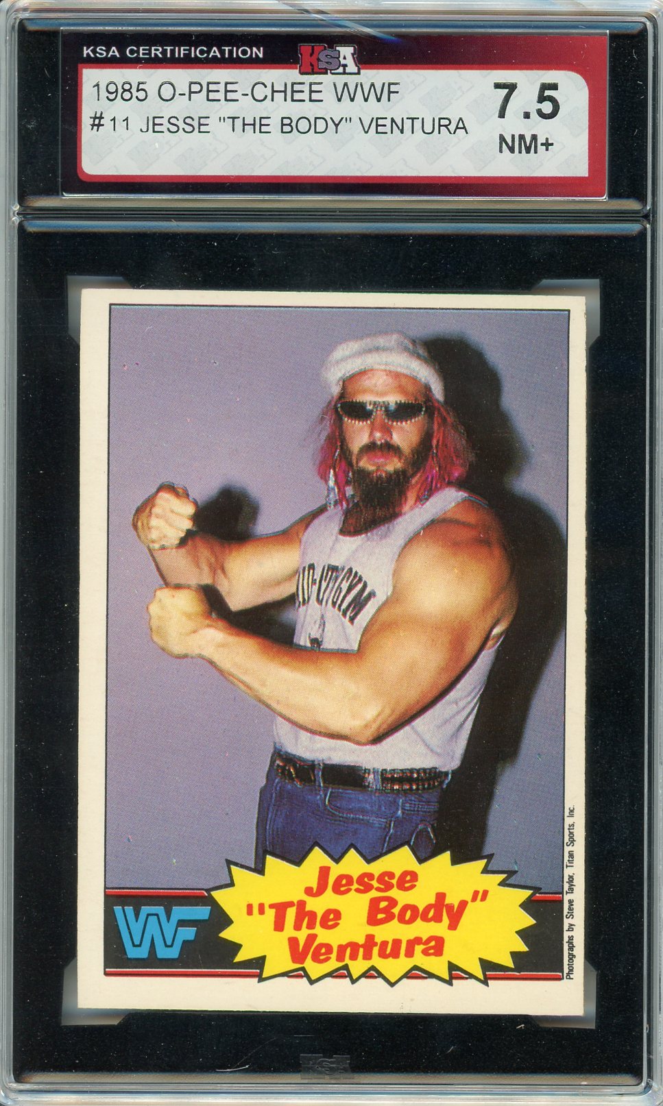 1985 OPC O-Pee-Chee WWF Jesse "The Body" Ventura Graded Card #11 KSA 7.5