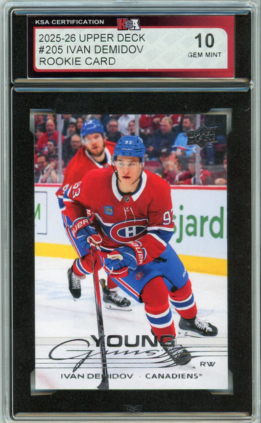 2025/26 Upper Deck Ivan Demidov Graded Young Guns Rookie Card #205 KSA 10