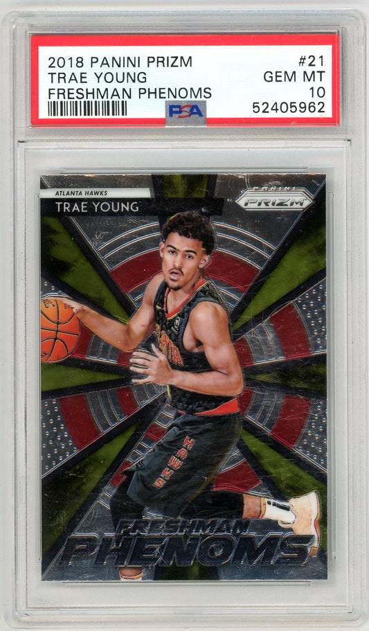 2018 Panini Prizm Trae Young Freshman Phenoms Graded Rookie Card #21 PSA 10