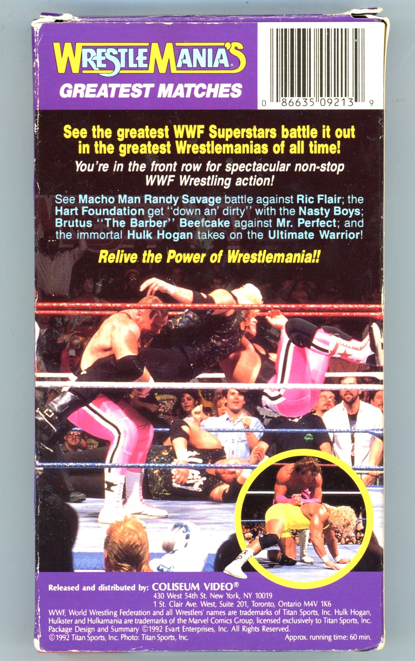 1992 WWF Official Wrestlemania's Greatest Matches Vintage VHS Tape Coliseum Video