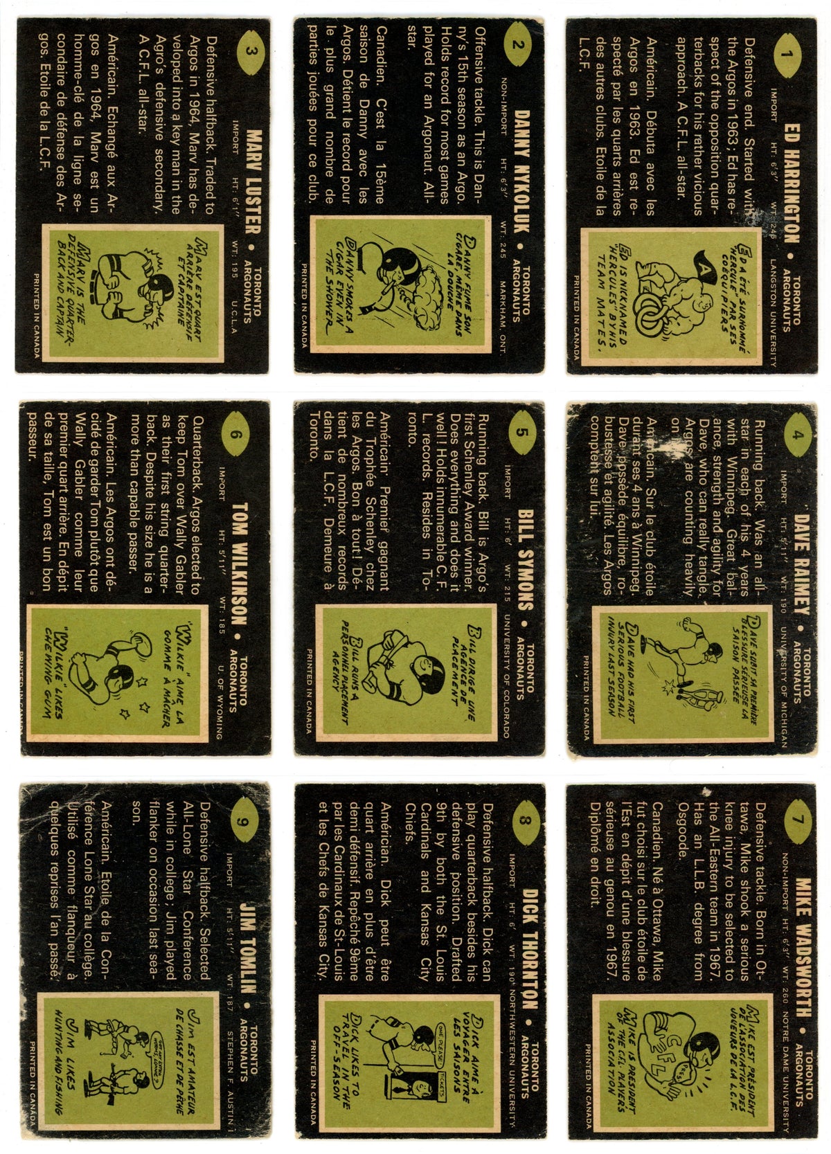 1970 OPC O-Pee-Chee CFL Football Complete Set (115 Cards) GD/VG Condition