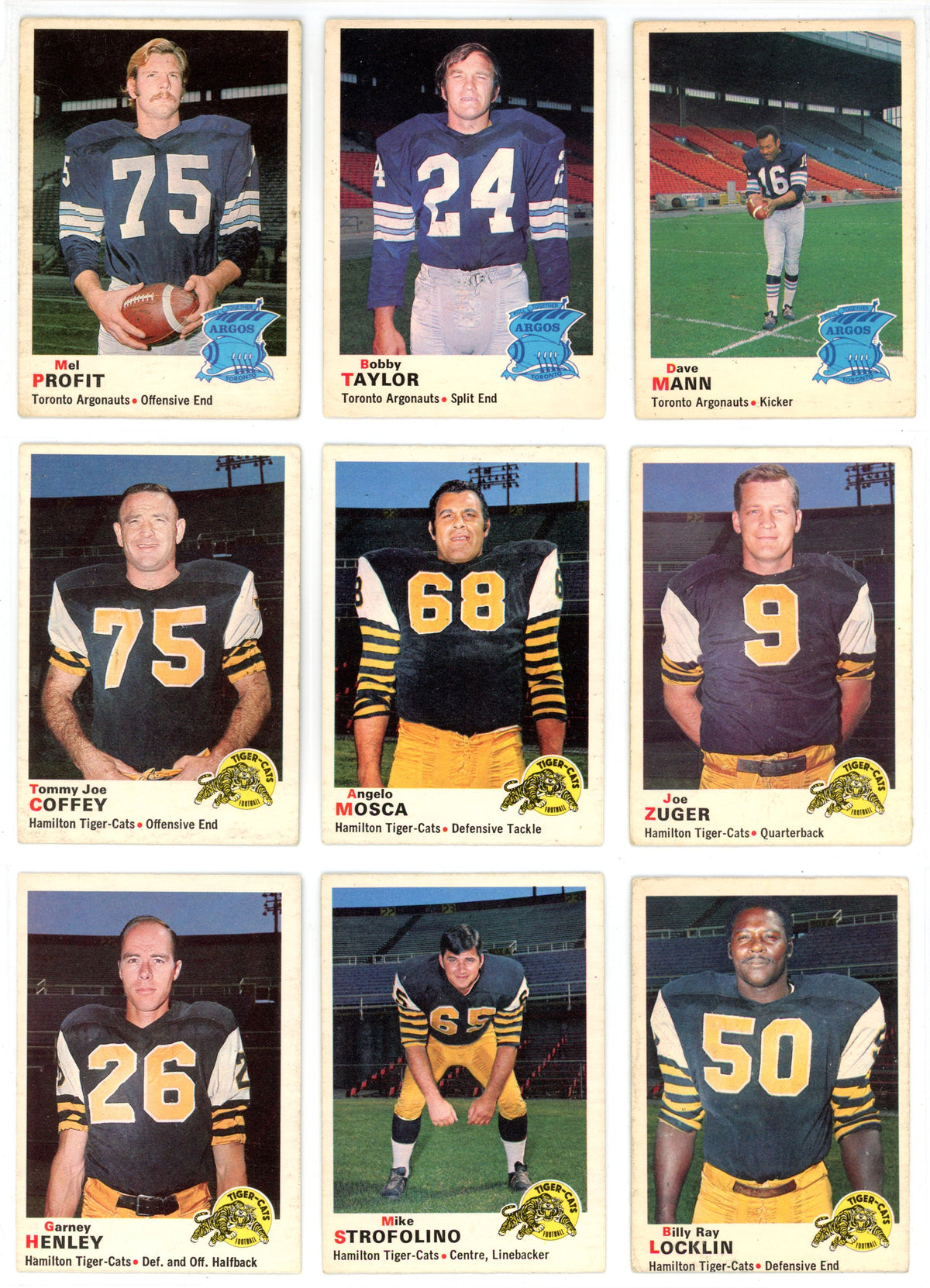 1970 OPC O-Pee-Chee CFL Football Complete Set (115 Cards) GD/VG Condition