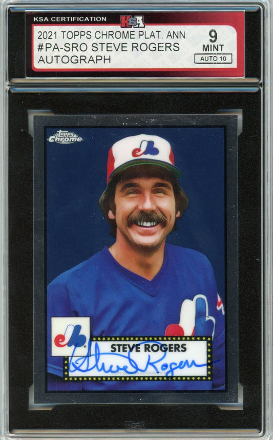 2021 Topps Chrome Platinum Anniversary Steve Rogers Graded Autograph Card KSA 9 AUTO 10