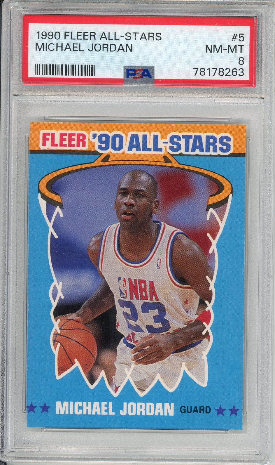 1990 Fleer All-Stars Michael Jordan #5 Graded Card PSA 8