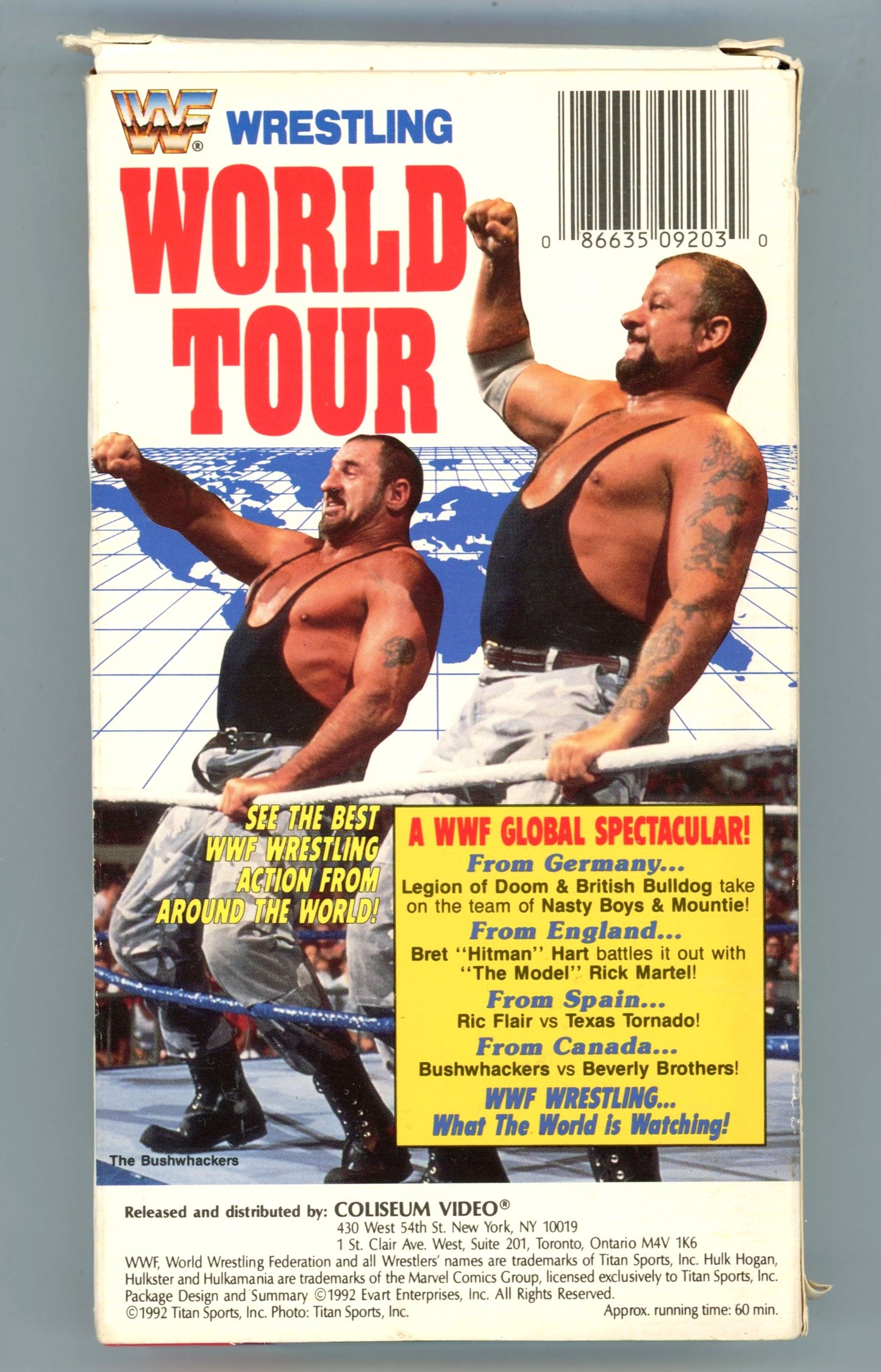 1992 WWF Official Wrestling World Tour Vintage VHS Tape Coliseum Video