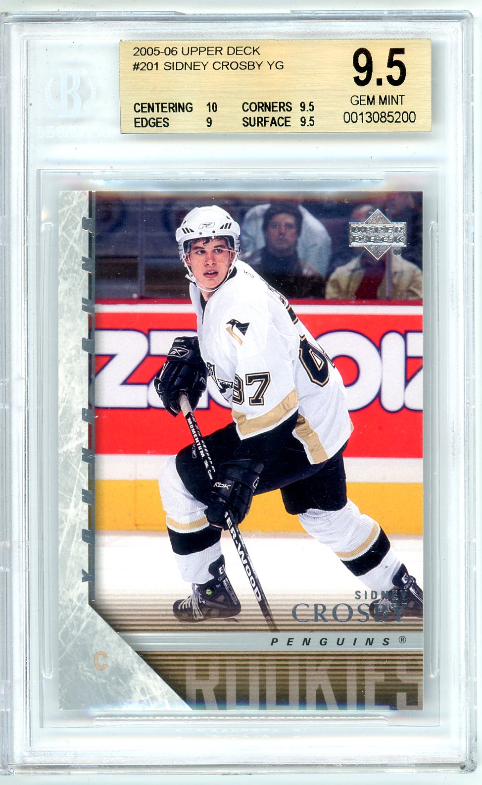 2005/06 Upper Deck Young Guns Sidney Crosby Graded Rookie Card #201 BGS 9.5