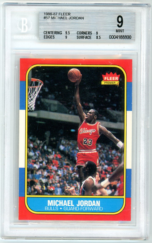 1986/87 Fleer Michael Jordan Graded Rookie Card #57 BGS 9 Incredible Eye Appeal