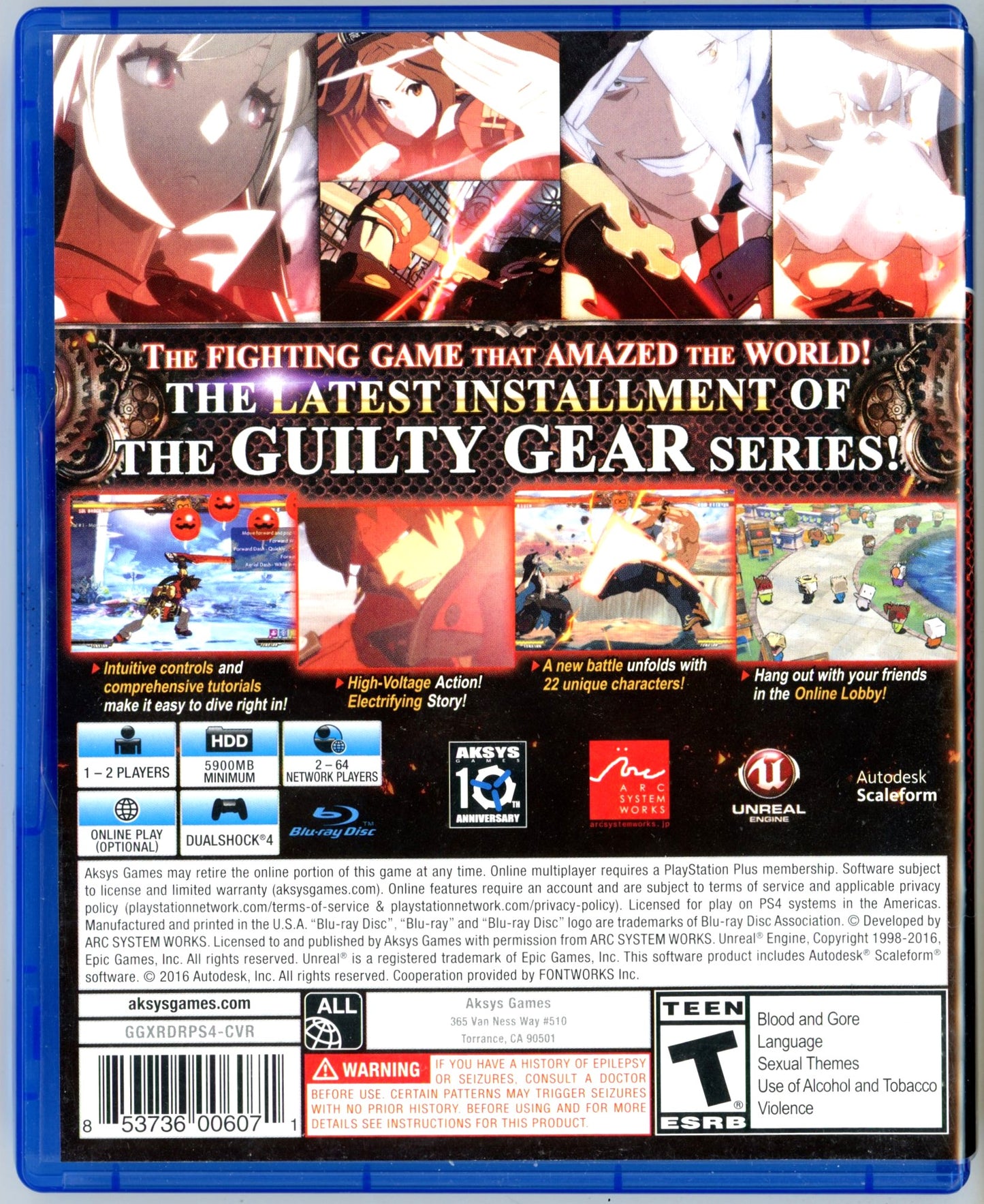 2016 Aksys Guilty Gear Xrd Revelator Playstation 4 Video Game Disc In Box
