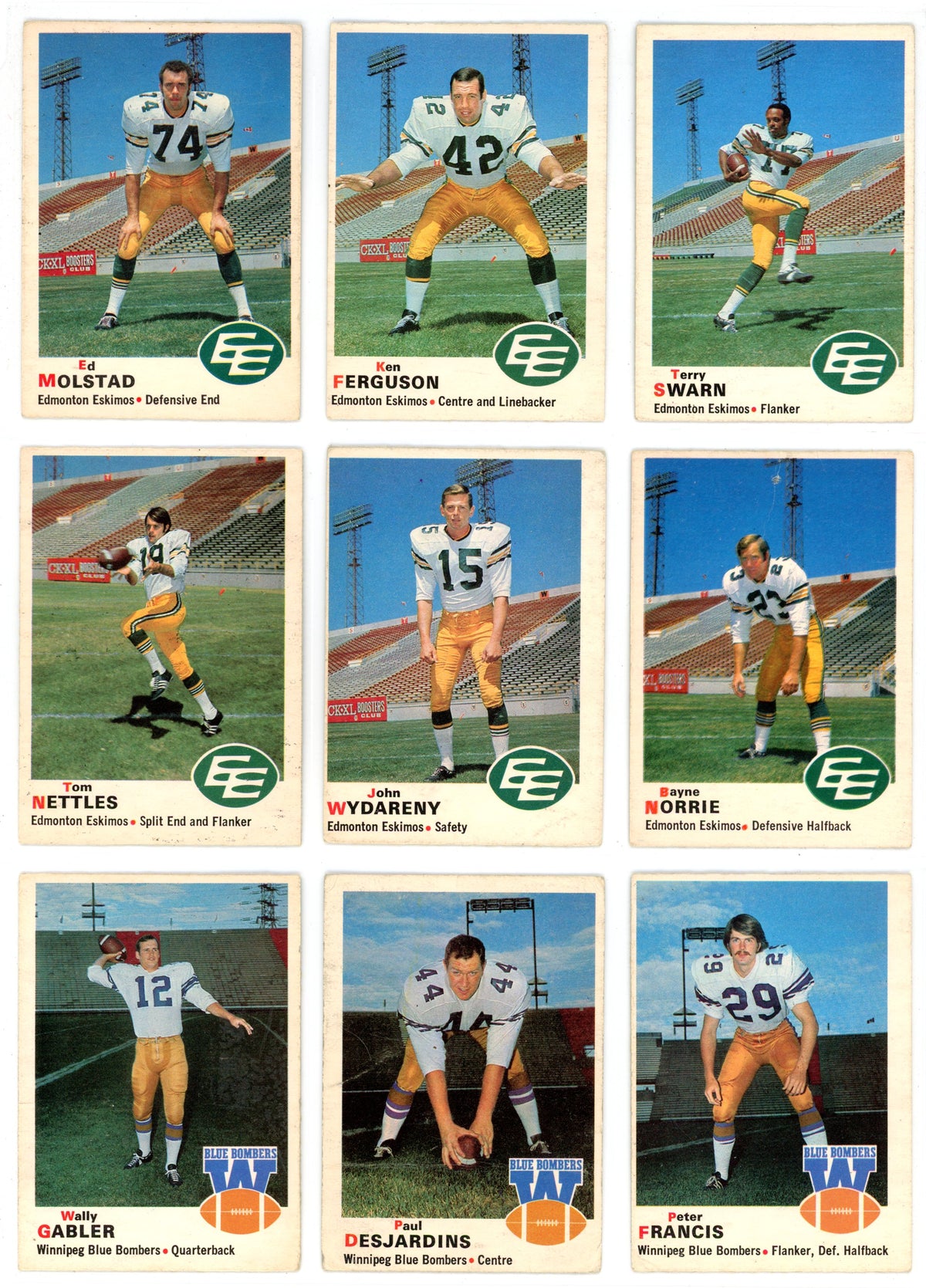 1970 OPC O-Pee-Chee CFL Football Complete Set (115 Cards) GD/VG Condition
