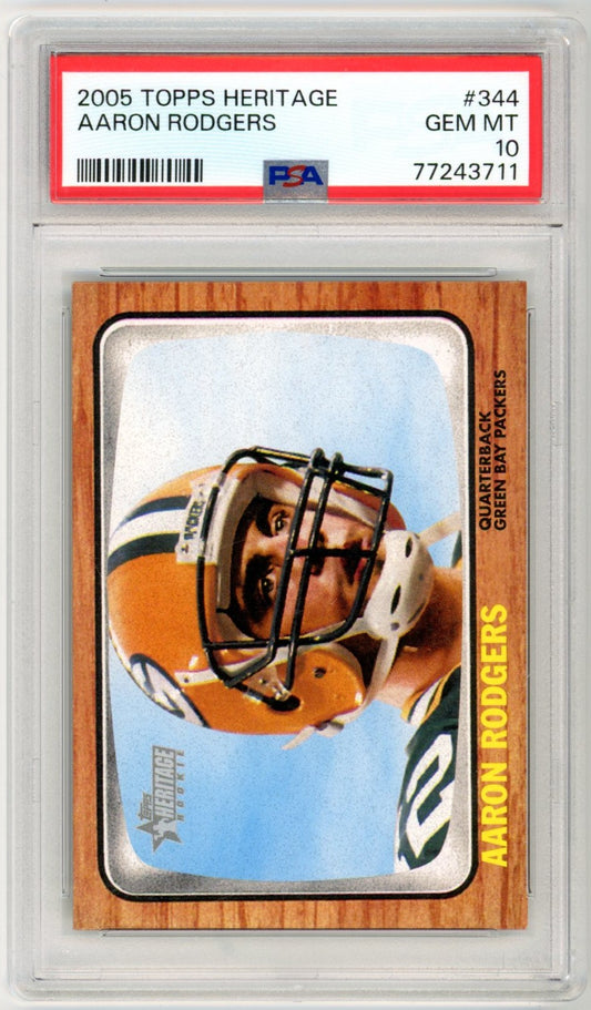 2005 Topps Heritage Aaron Rodgers #344 Graded Rookie Card PSA 10