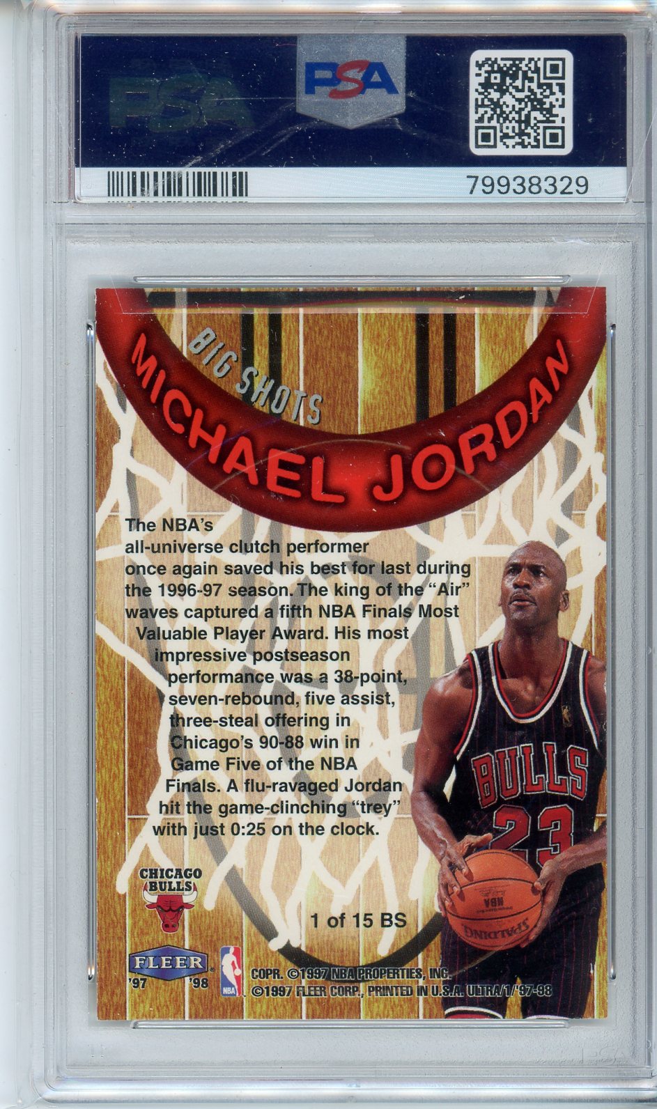 1997 Ultra Michael Jordan Big Shots #1 Graded Rare Insert Card PSA 8