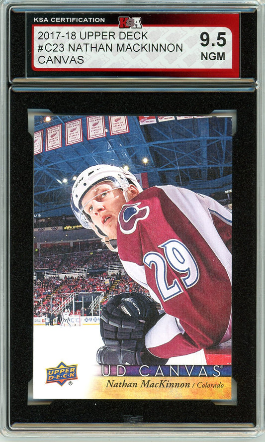 2017/18 Upper Deck Canvas Nathan MacKinnon Graded Card #C23 KSA 9.5