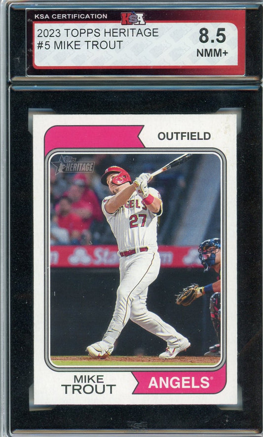 2023 Topps Heritage Mike Trout Graded Card #5 KSA 8.5