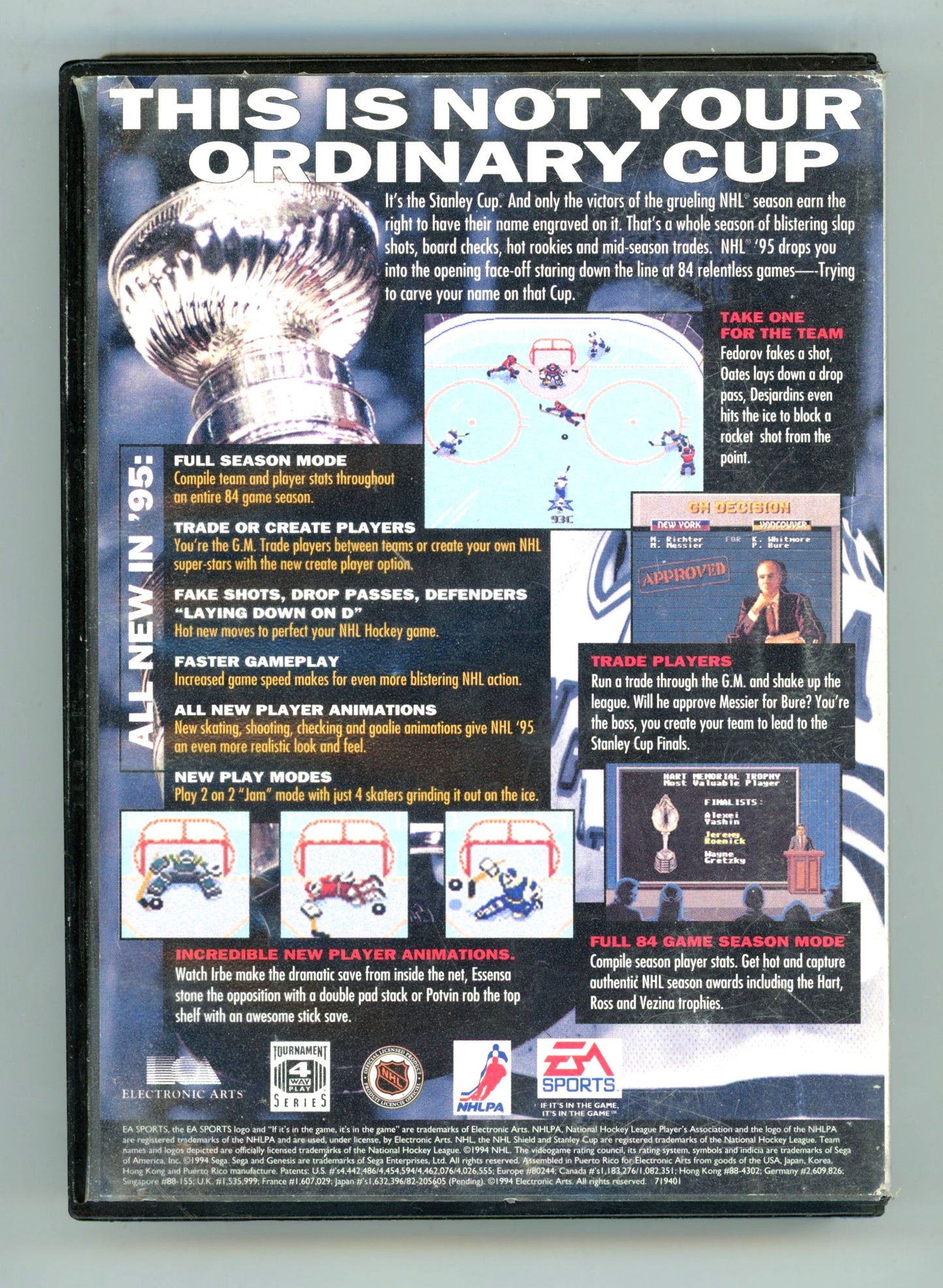 1994 EA Sports NHL 95 Sega Genesis Video Game Cartridge in Box