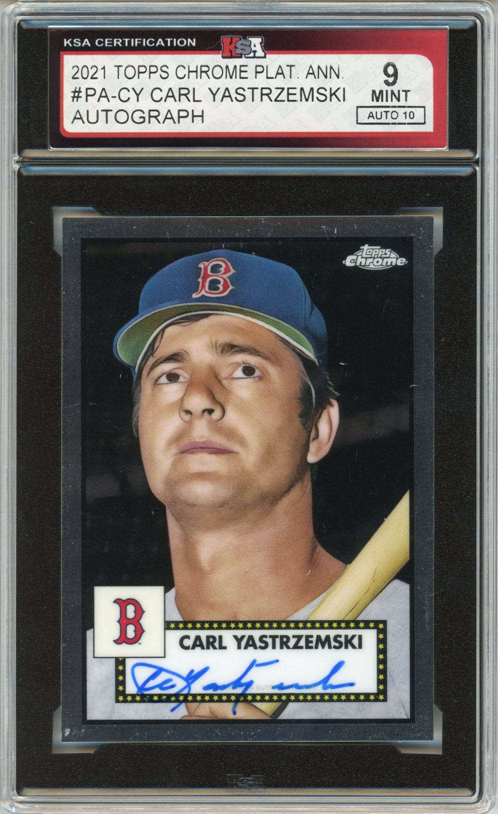 2021 Topps Chrome Platinum Anniversary Carl Yastrzemski Graded Autograph Card KSA 9 AUTO 10