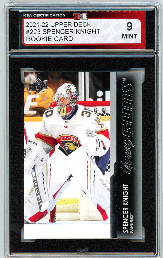 2021/22 Upper Deck Young Guns Spencer Knight Graded Rookie Card #223 KSA 9